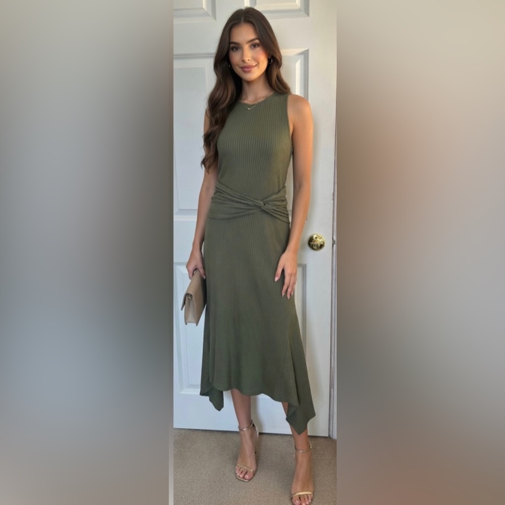 Anthropologie Moss Green Sleeveless Dress. NWT
